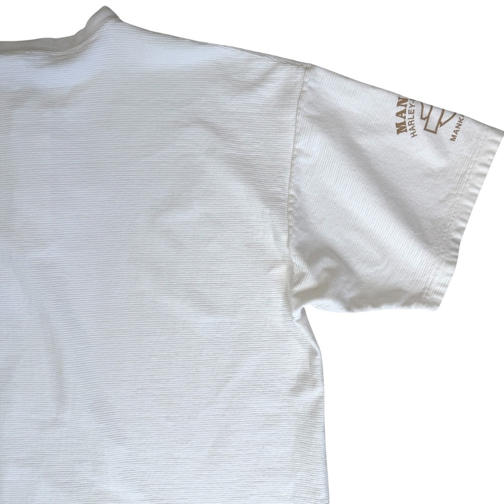 Harley Davidson Mens Mankato MN Henley T Shirt XXL Cream Textured Short Sleeve - Picture 11 of 12
